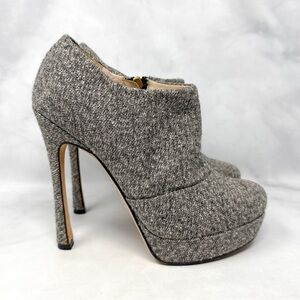 YSL Yves Saint Laurent Y2K Vintage Glitter Tweed Platform Heeled Ankle Boots